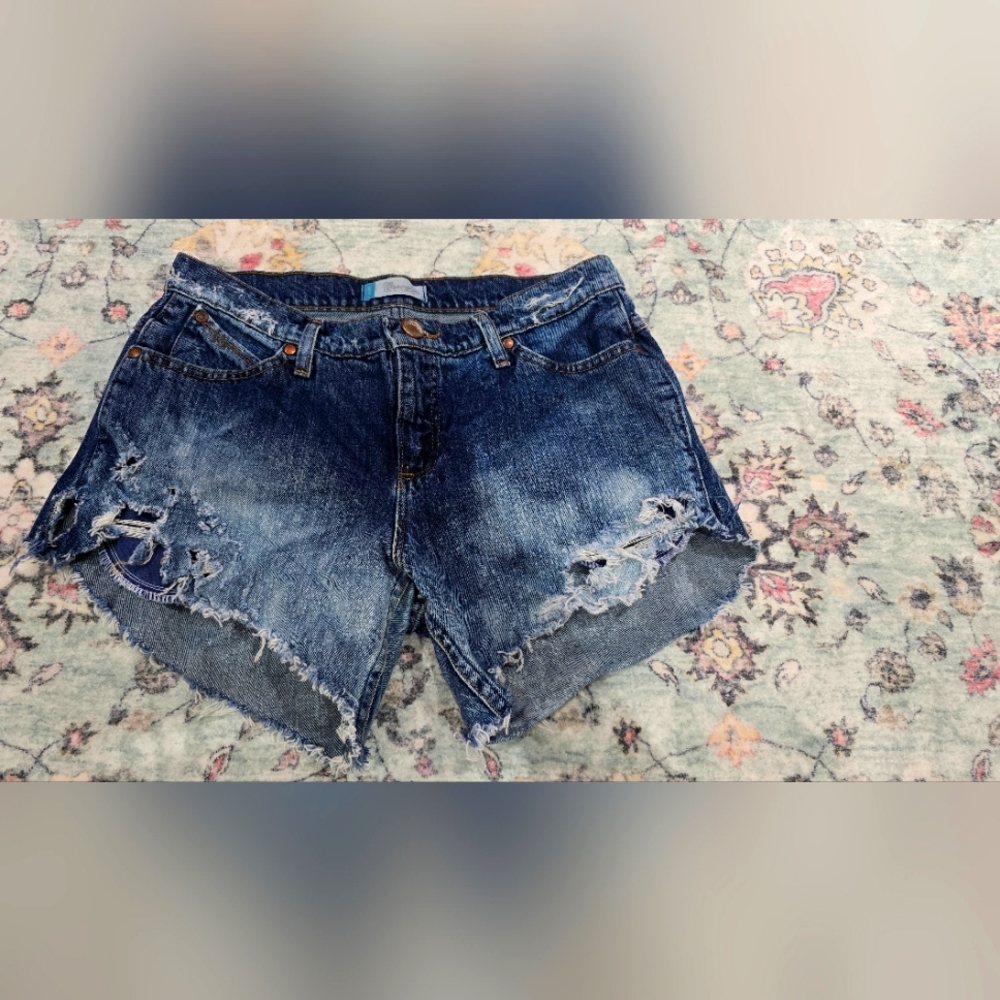 Home Distressed & Bleached Cowgirl Wrangler Denim Shorts